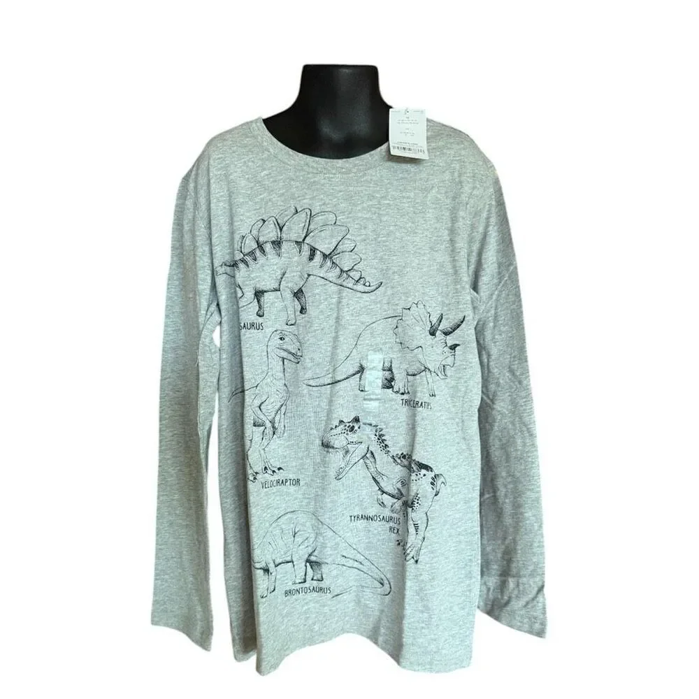 NWT Youth Boys Carters Kids Dinosaur Long Sleeve Graphic Tee Shirt - Sz 12